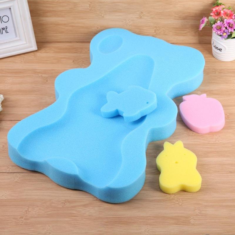 Baby Bath Holder Mesh Pocket Newborn Seat Bath Pad Soft Cushion Bed Infant Anti-slip Shower Sponge Cushion Anti-slip Bear Design